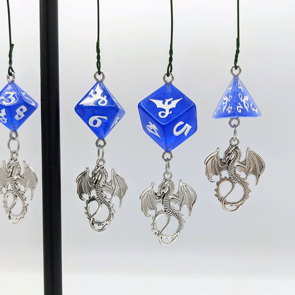 Thumbnail: Glitterwing Indigore Dragon Dice Ornament Set