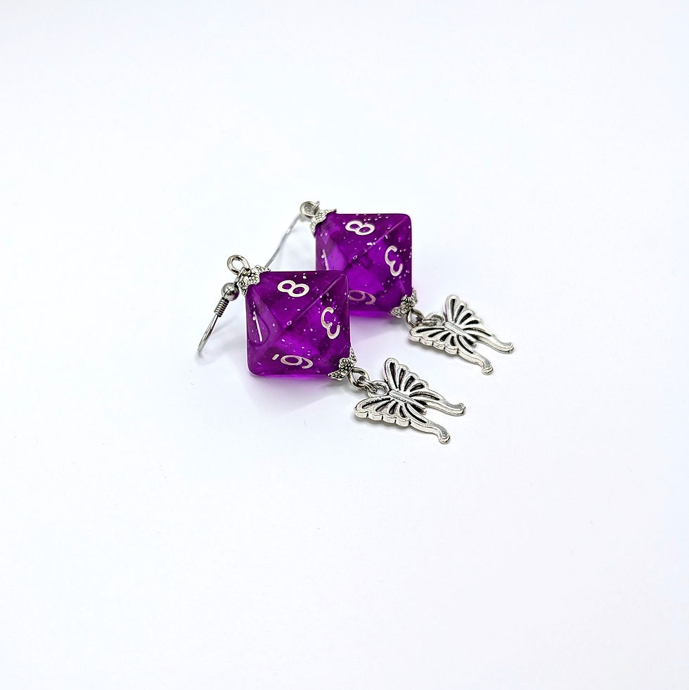 Thumbnail: Glitter Purple Butterfly D8 Earrings