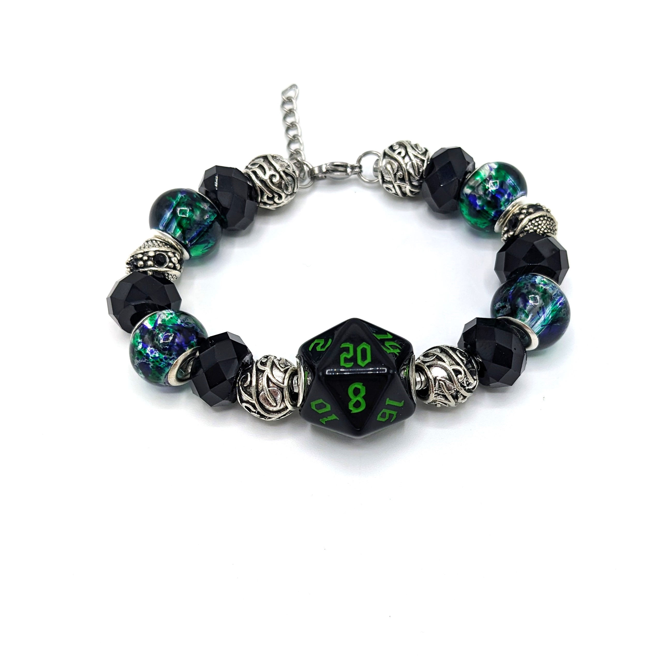 Black/green D20 Bracelet