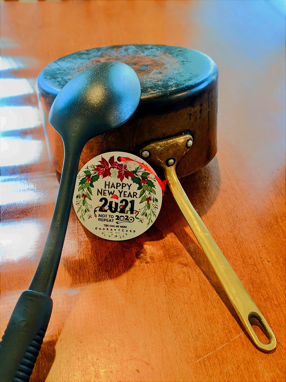 Copper Pot and Plastic Ladle noise maker for New Years