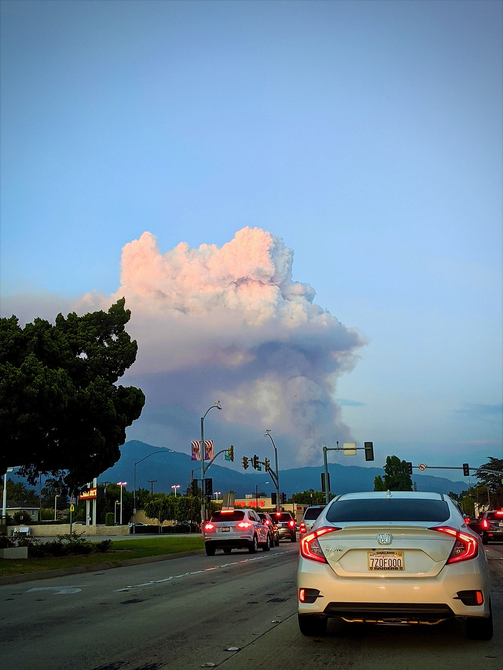 Fire smoke in the San Gabriel Mountains
