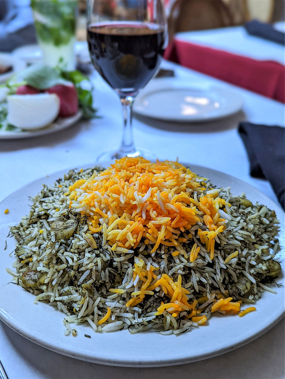Persian rice made with baby lima beans and fresh dill