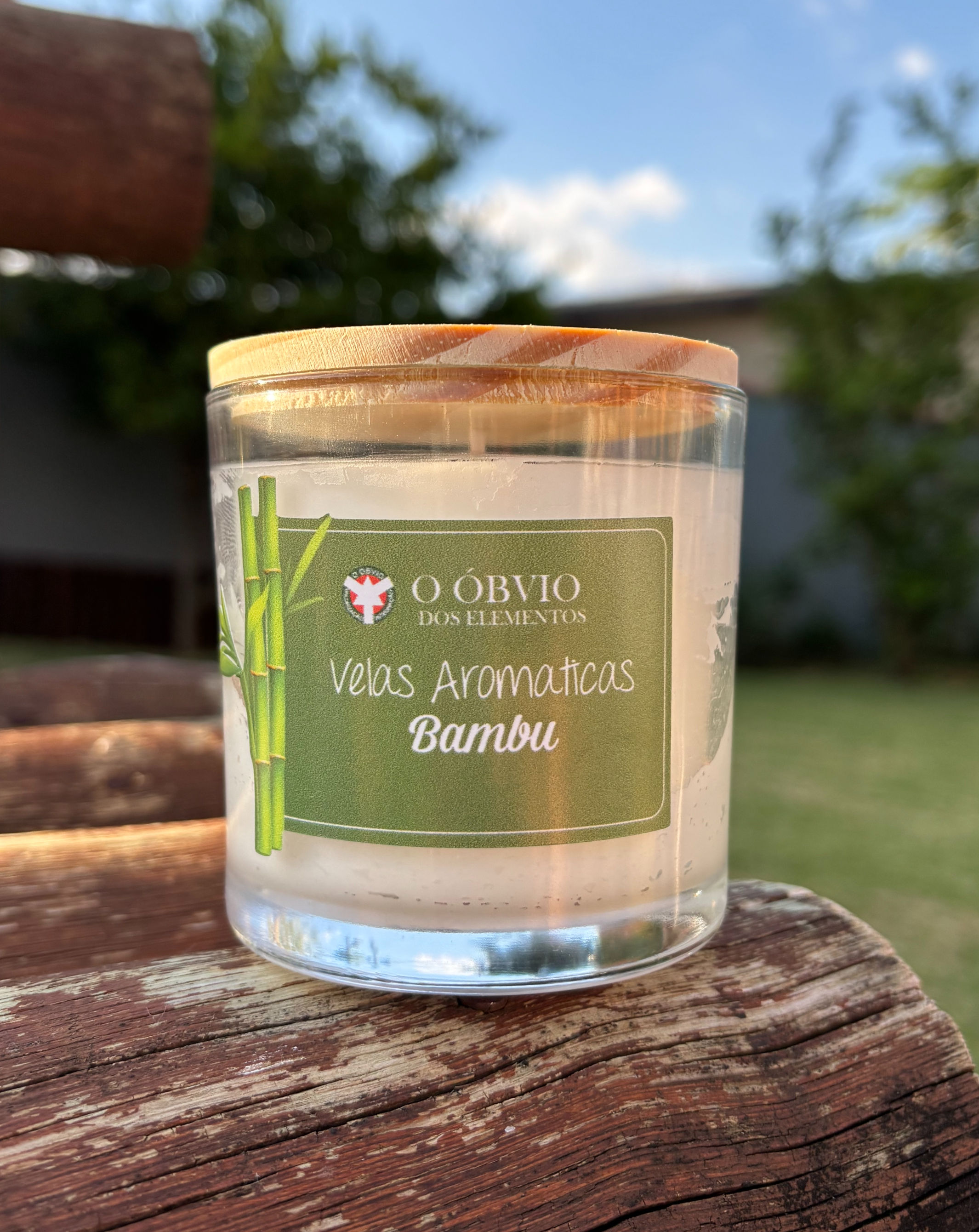 Vela Aromática Cera de Palma - Bambu (Com tampa) 390g