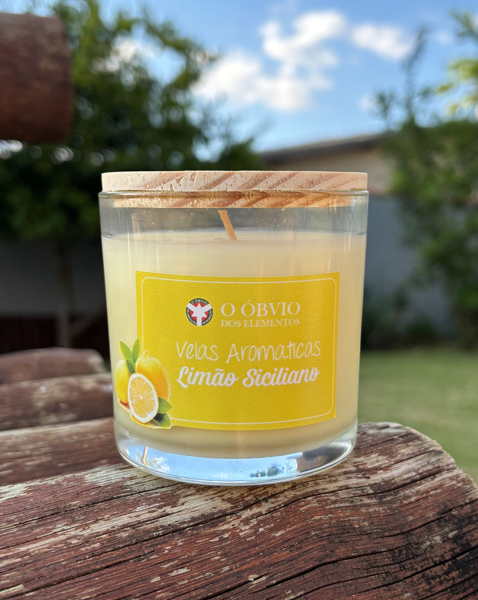 Vela Aromática Cera de Palma - Limão Siciliano (Com tampa) 390g