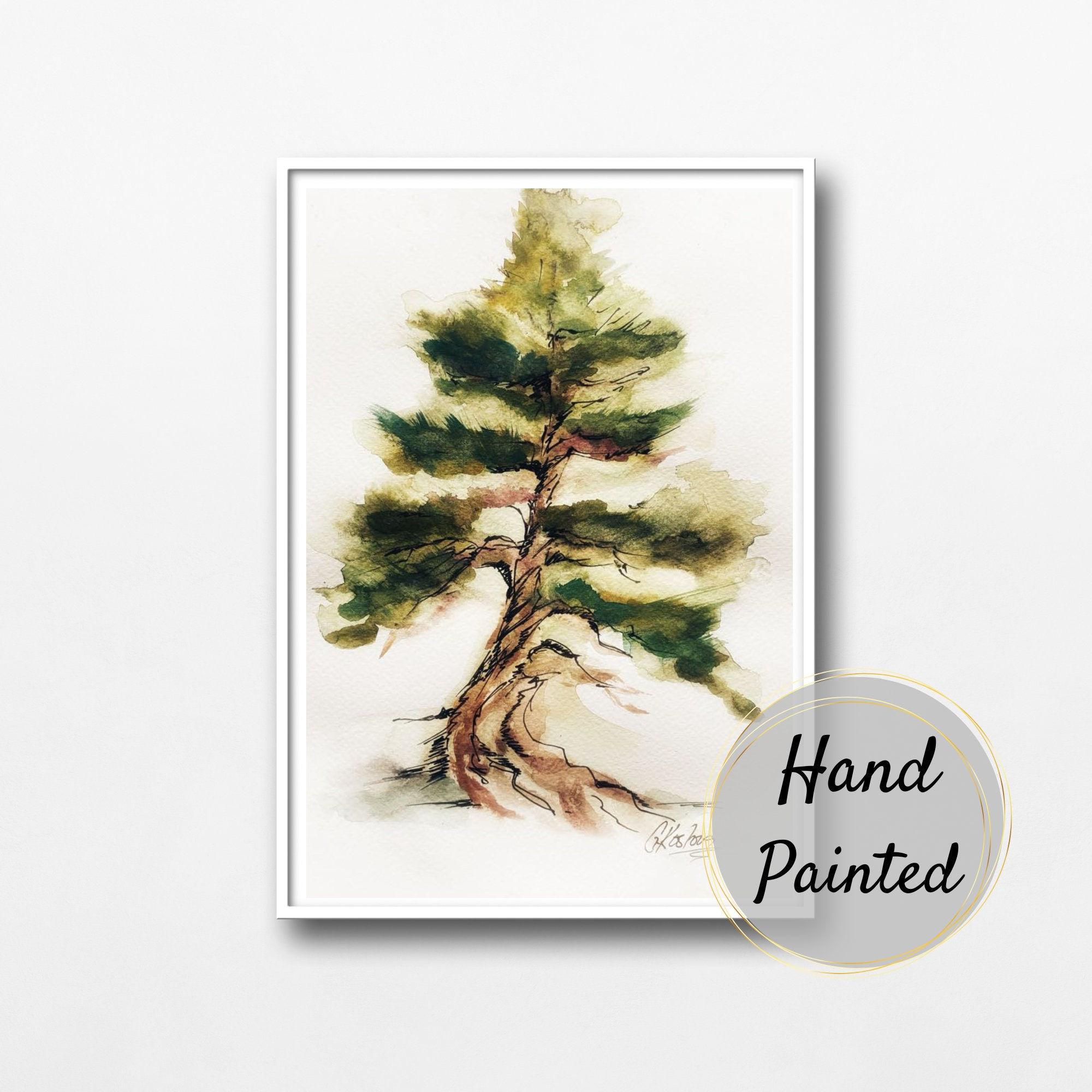 Pine Tree Watercolor Art Print