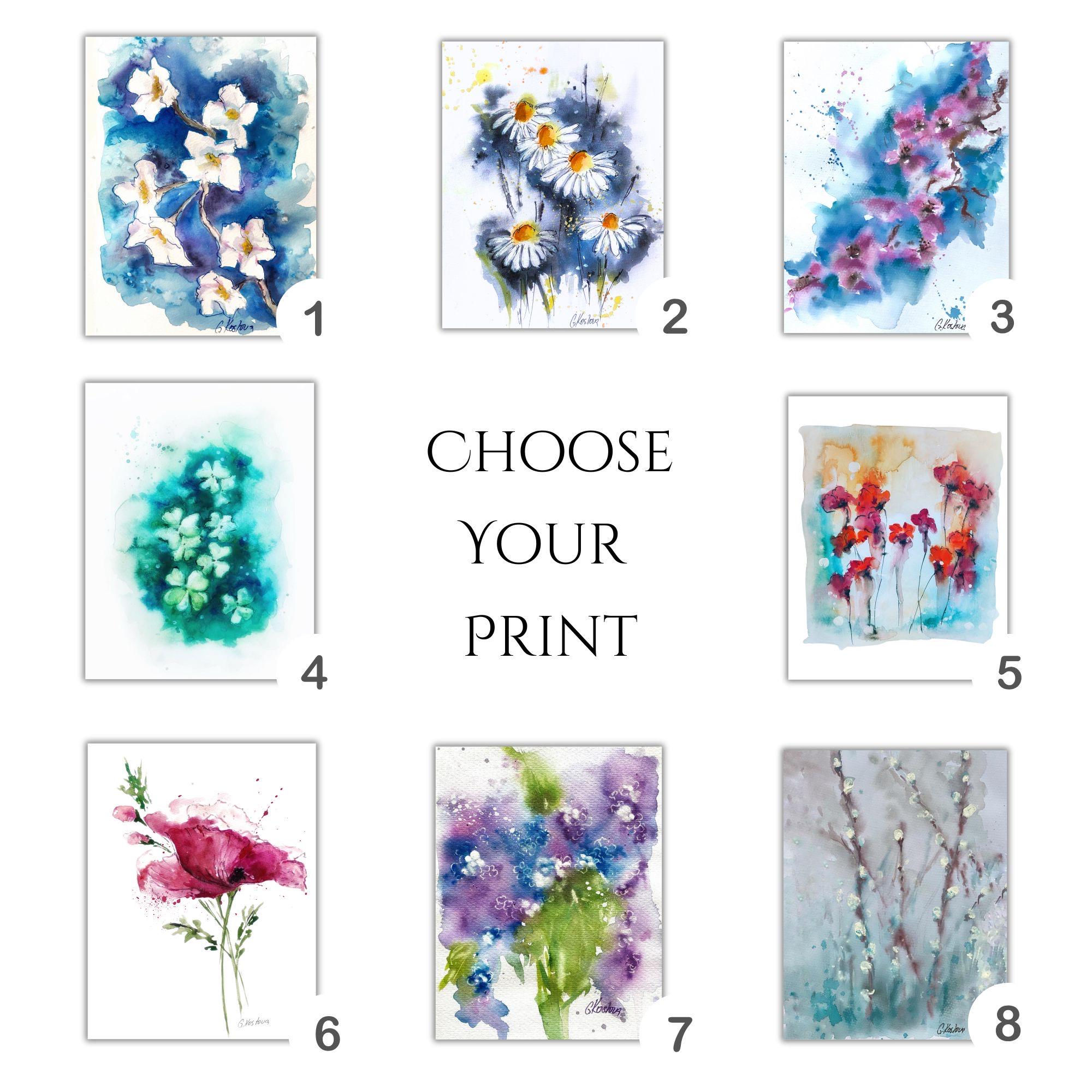 Flower Watercolor Art Prints ~ Choose Your Art Print