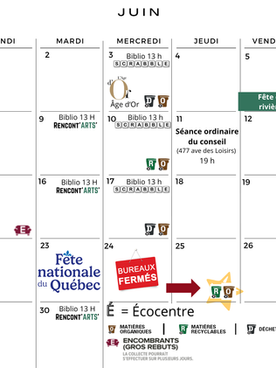 Calendrier JUIN