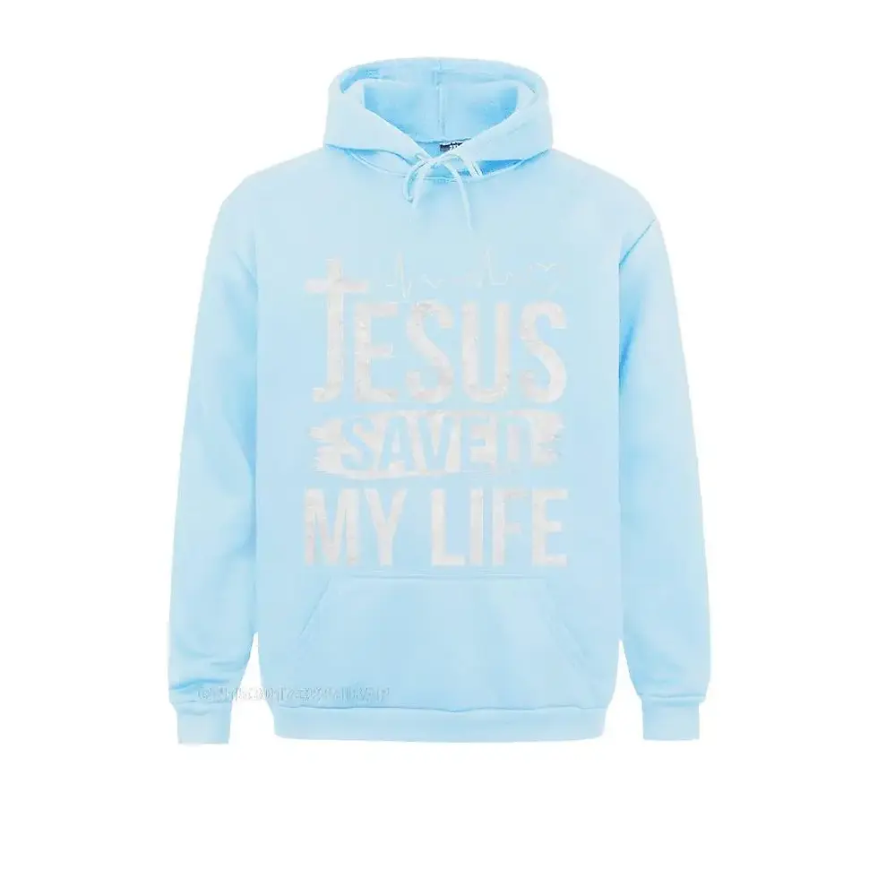 Thumbnail: Jesus Saved My Life Christian Religion Quote Meme Premium Hooded Pullover Men