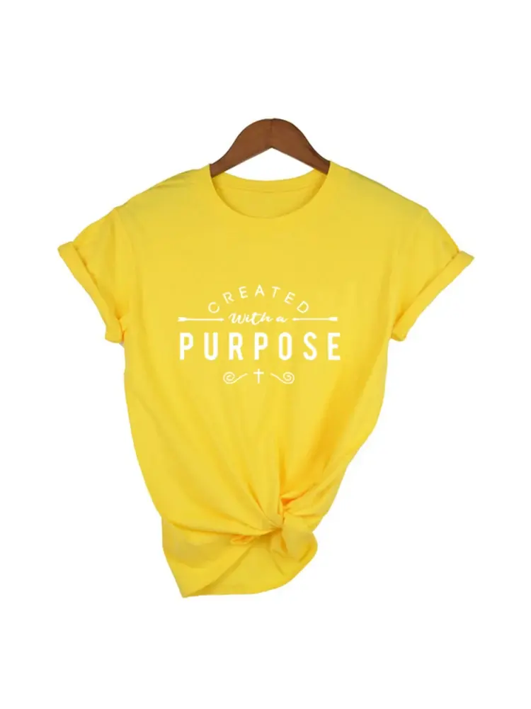 Thumbnail: Created With a Purpose Cross T Shirts Casual Women Christian