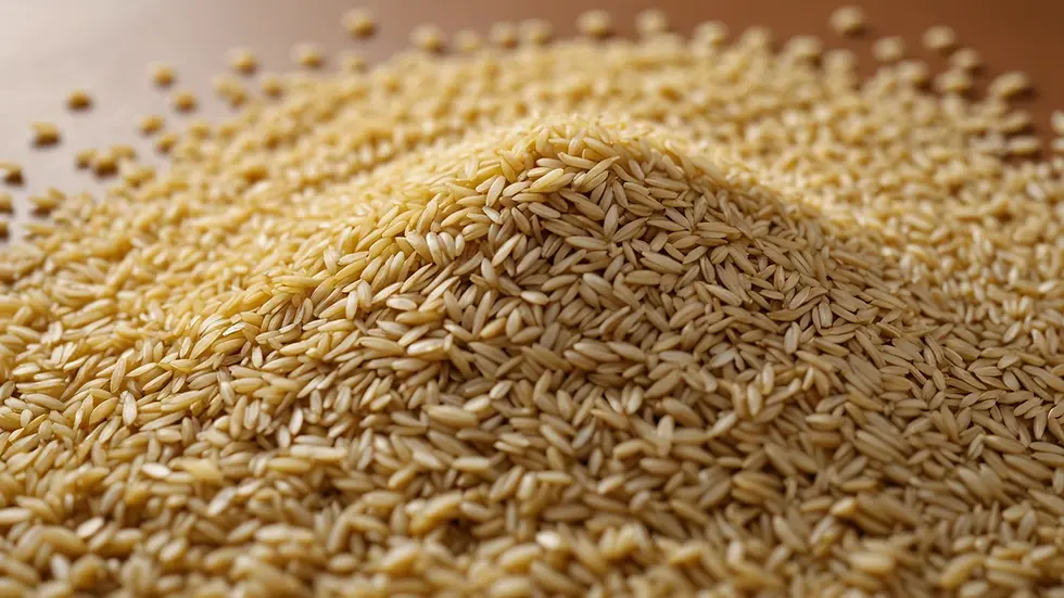 Close-up view of rice granules representing quality assurance
