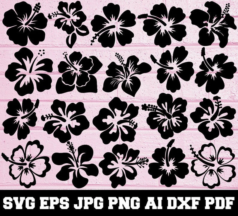 Hibiscus SVG - Hibiscus Silhouette - SVG Cut Files - Hibiscus Bundle SVG- Hibisc