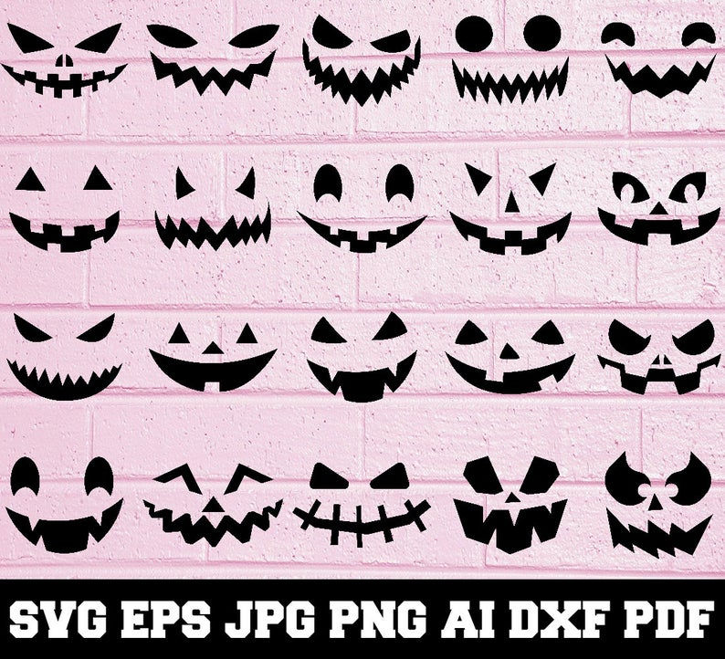 Pumpkin Faces SVG - Pumpkin Faces Silhouette - Pumpkin Faces Bundle SVG - Pumpki