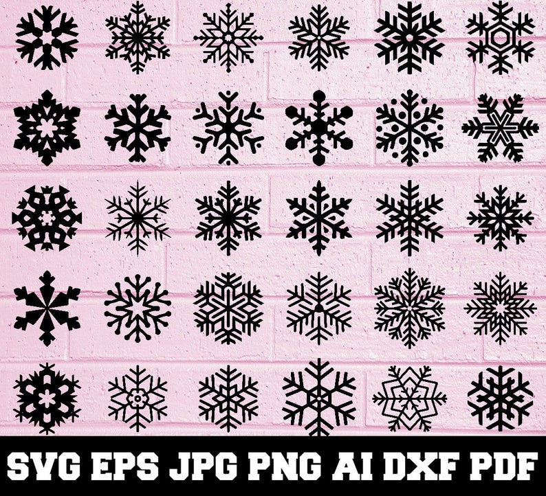 Snowflake SVG - Snowflake Silhouette - Snowflake Bundle SVG - Snowflake Clipart