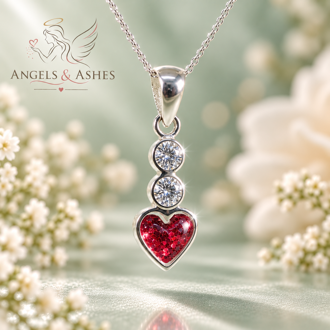 Drop Heart Pendant with CZ