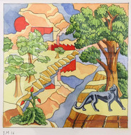 The Black Panther Near the Botanical Gardens, Watercolor on paper, 9.5 x 9" each, 2016