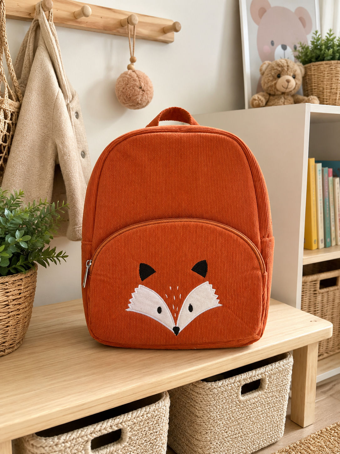 Cord-Rucksack mit süssem Motiv