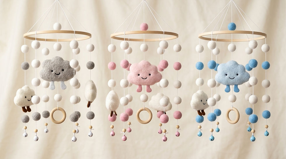 Thumbnail: Baby-Mobile “Wolke” aus Filz 
