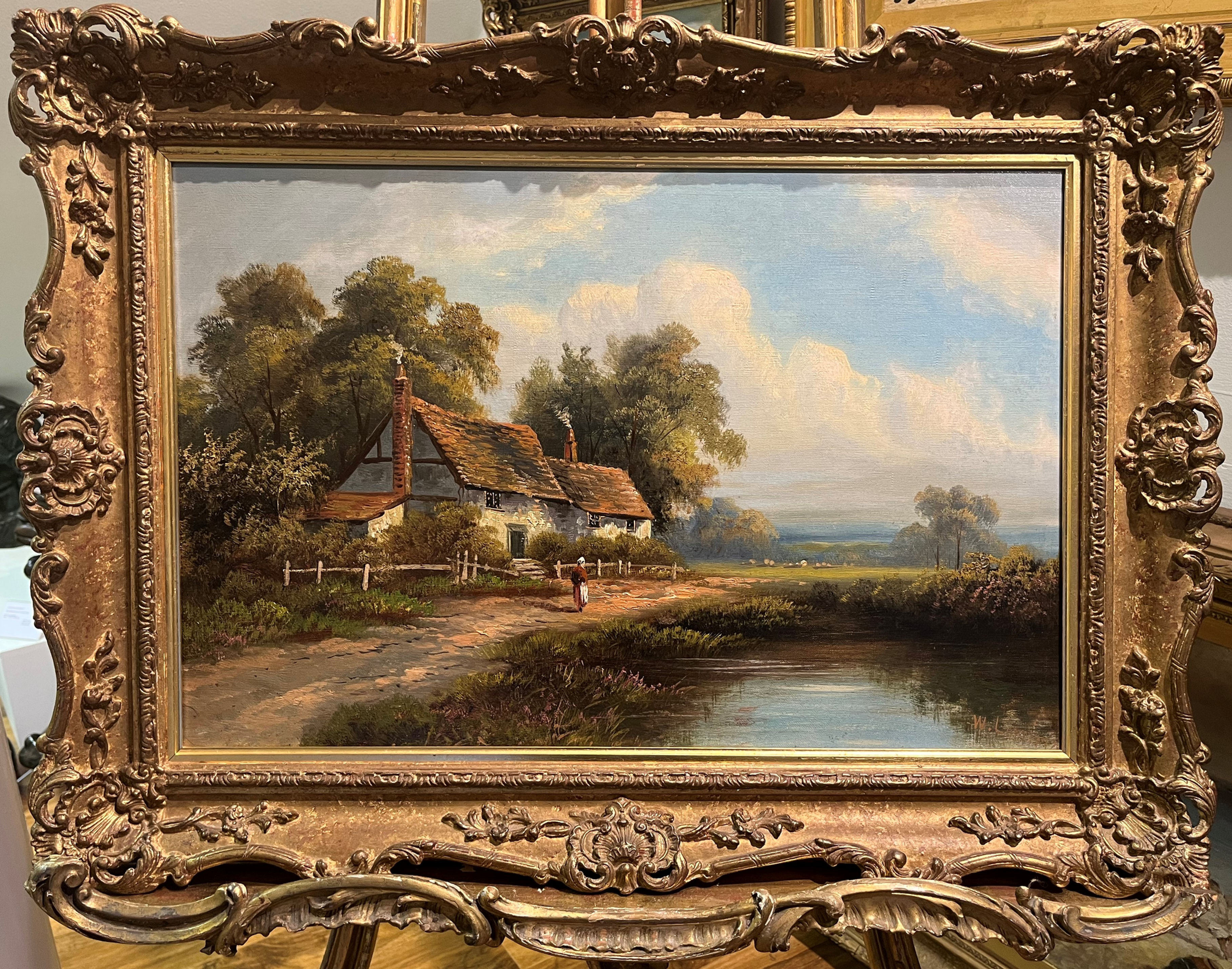 OLD FINE LARGE Original Antique 19th Century British OLD MASTER OIL PAINTING