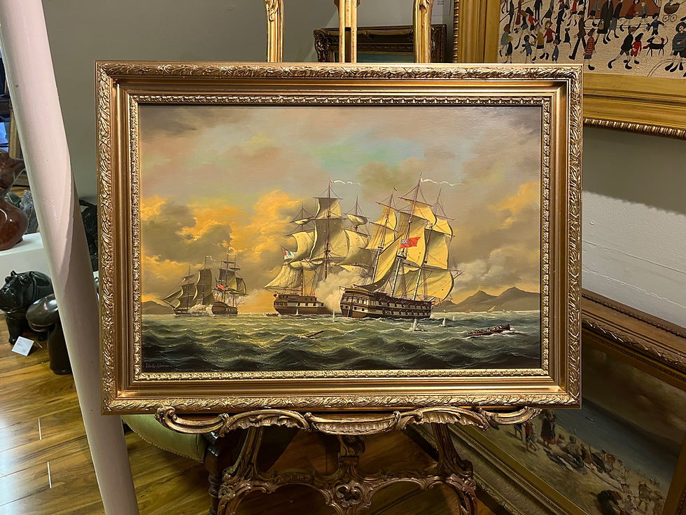 Thumbnail: LARGE OIL PAINTING SALVATORE COLACICCO (NAVY ADMIRALTY 20th CENTURY PIECE