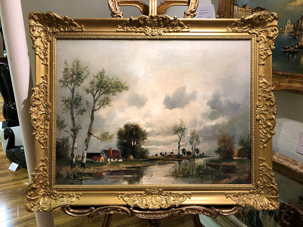 Thumbnail: LARGE OIL PAINTING By A FINE IMPRESSIONIST ARTIST 20th CENTURY IN A GOLD FRAME