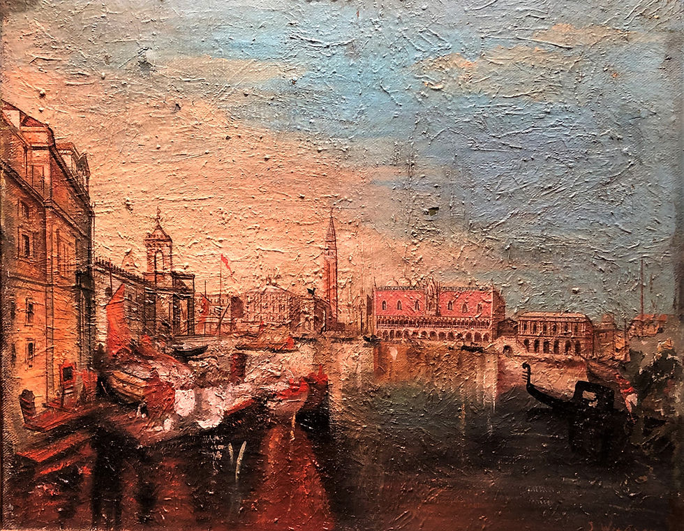 Thumbnail: LARGE OIL PAINTING OLD MASTER of Venice 19th CENTURY in a GOLD GILT FRAME