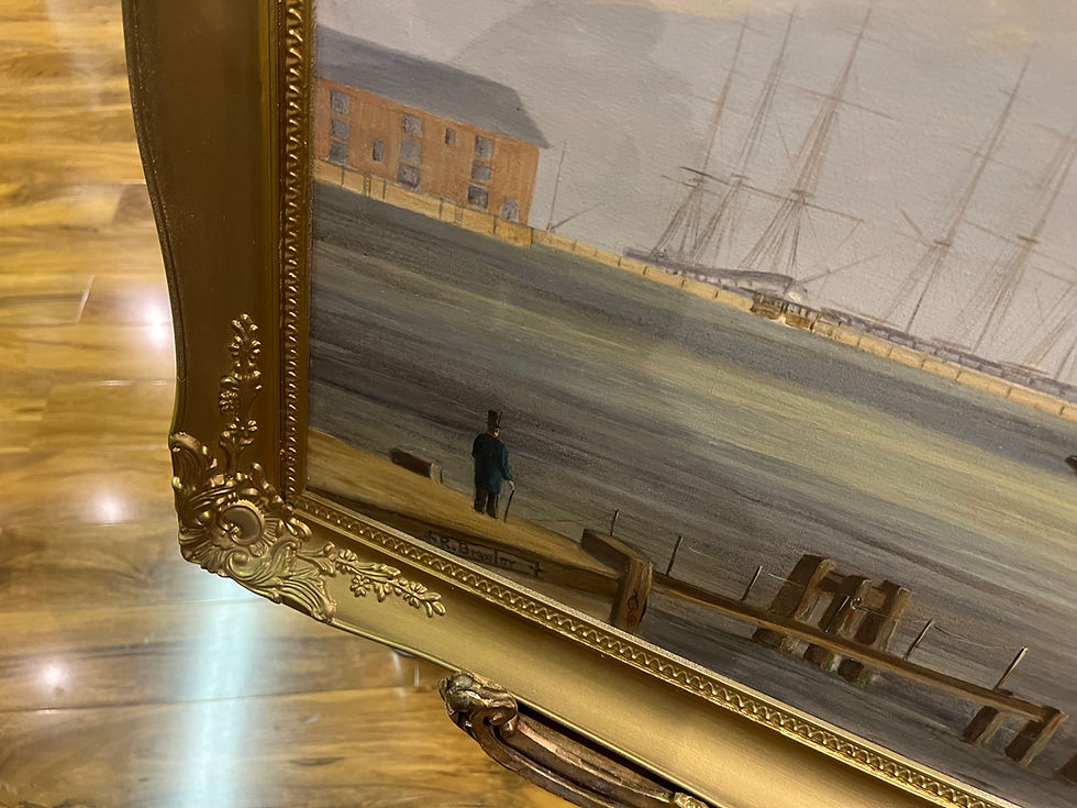 Thumbnail: HUGE OIL PAINTING LONDON HARBOUR (NAVY ADMIRALTY )20th CENTURY PIECE