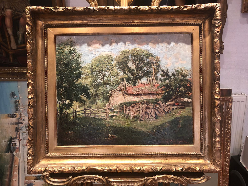 Thumbnail: FINE ORIGINAL ANTIQUE Early 1900's CHRISTIES STAMP OLD MASTER OIL PAINT