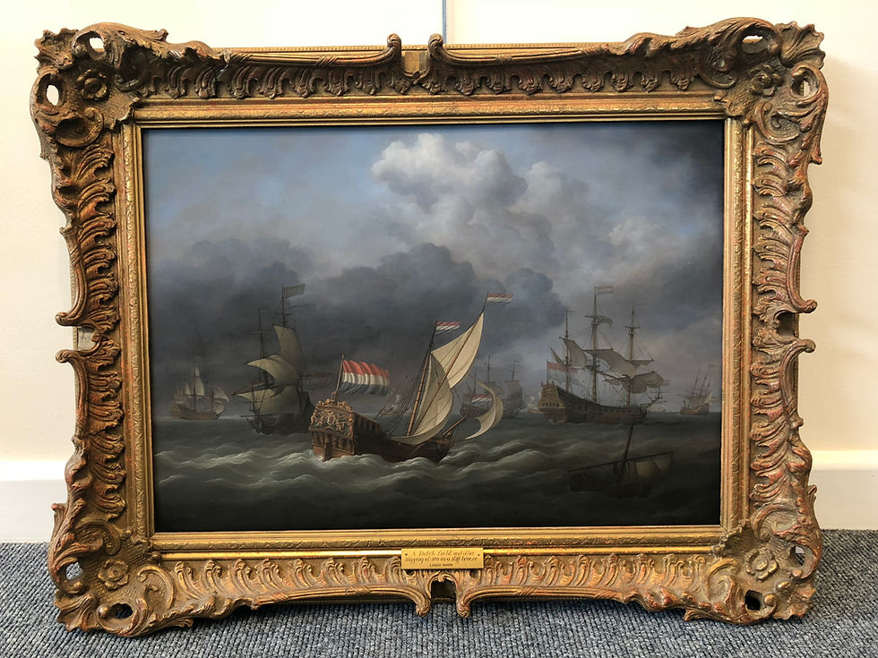 Thumbnail: FINE MASTER OIL PAINTING LOUIS DODD 20th CENTURY MARINE SHIP SCENE GOLD FRAME