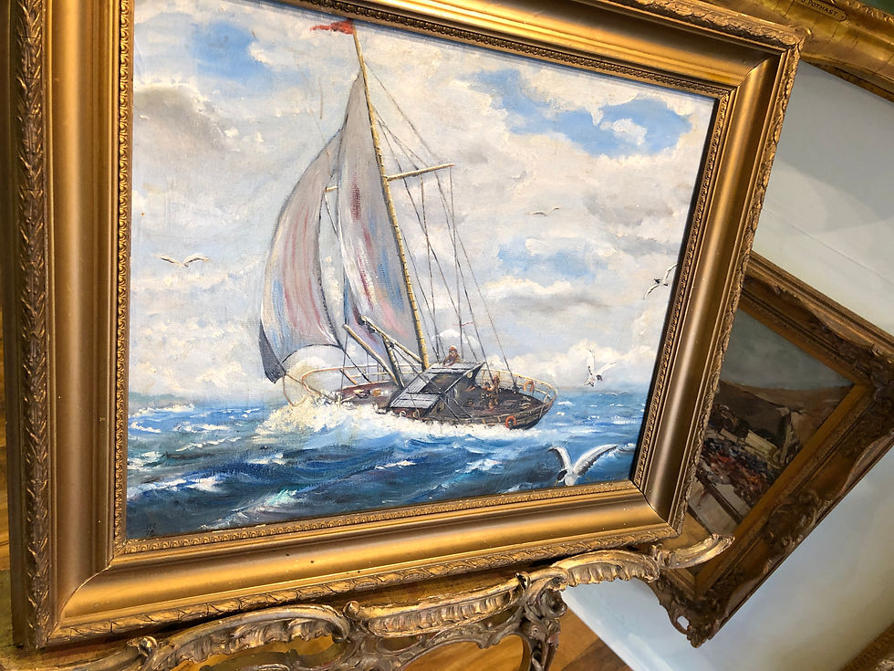 Thumbnail: OIL PAINTING  MARITIME SAILING SHIP MASTER PIECE 20th CENTURY GGF