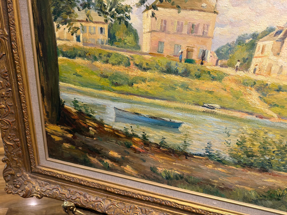 Thumbnail: HUGE FRENCH MASTER Style Oil Painting " FRENCH VILLAGE  " 20th CENTURY