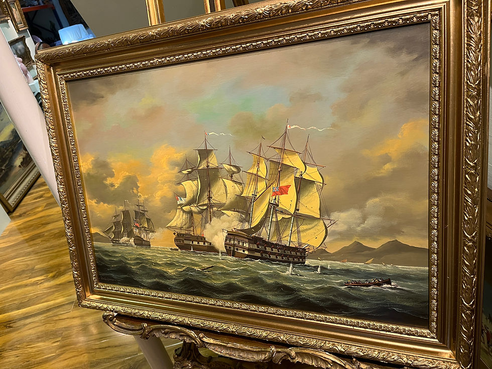 Thumbnail: LARGE OIL PAINTING SALVATORE COLACICCO (NAVY ADMIRALTY 20th CENTURY PIECE