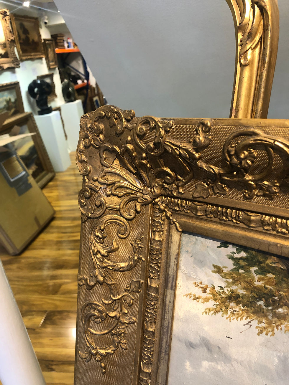 Thumbnail: OIL PAINTING Antique 19th Century  British old master in a Gold Gilt Frame