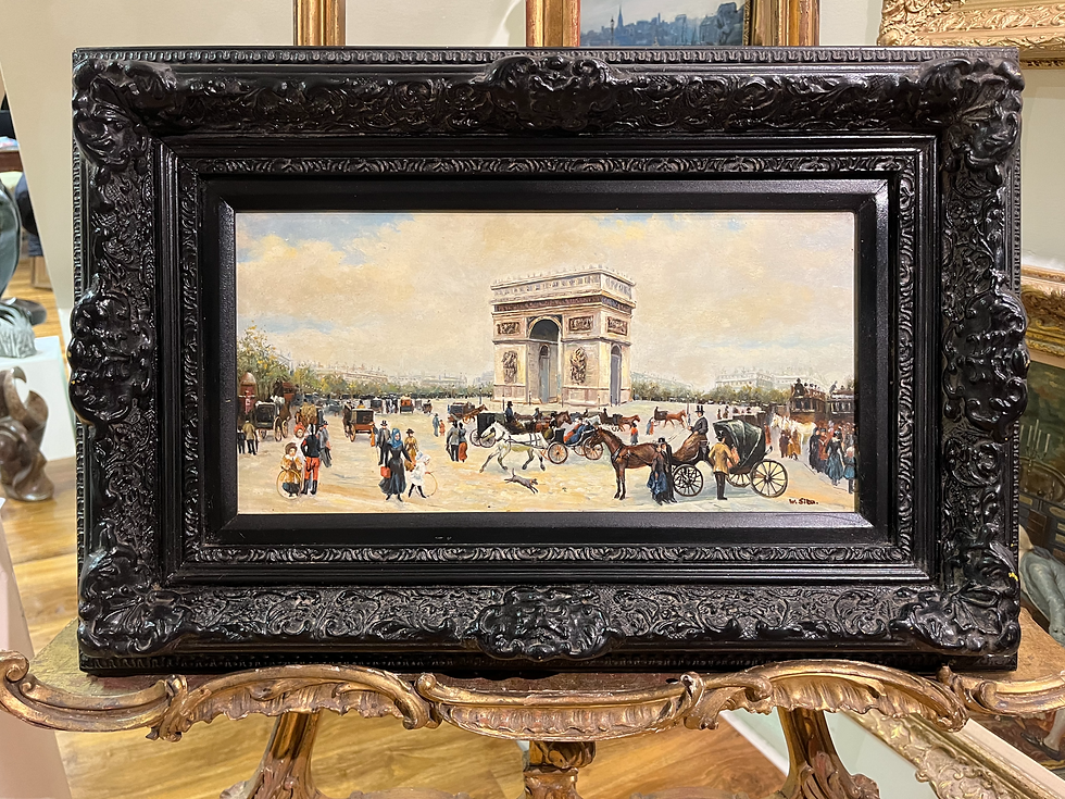 Thumbnail: OIL PAINTING Signed  Arc de triomphe Scene French School