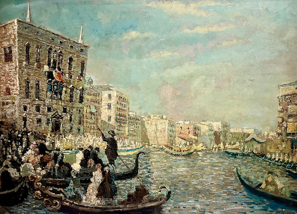 Thumbnail: HUGE OIL PAINTING VENICE ITALIAN MASTER MEDIUM CIRCA  MID 20TH CENTURY