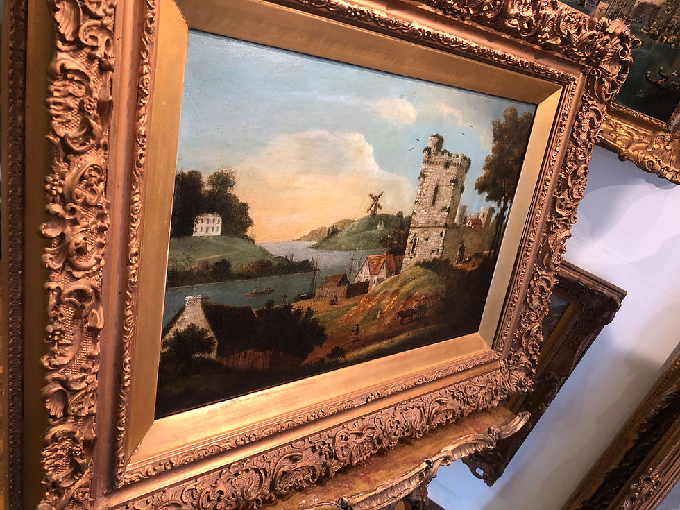Thumbnail: RARE FINE ORIGINAL ANTIQUE 18th CENTURY BRITISH OLD MASTER OIL PAINTING BATTL