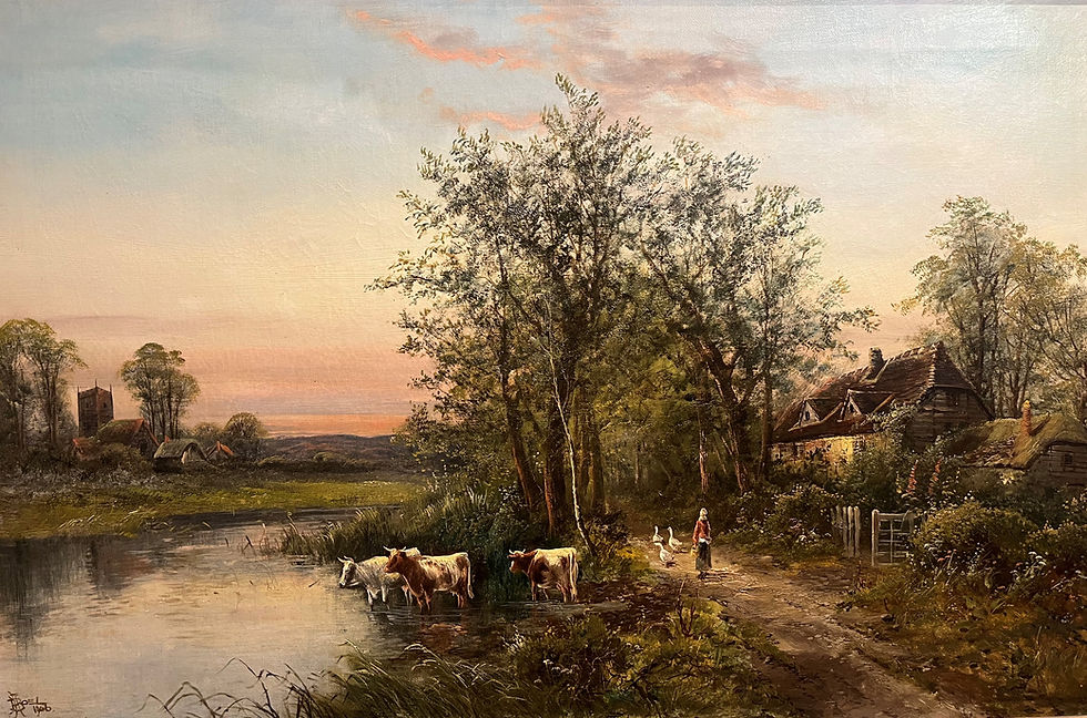 Thumbnail: LARGE FINE JOHN HENRY BOEL Antique 19th Century British OLD MASTER OIL PAINTING