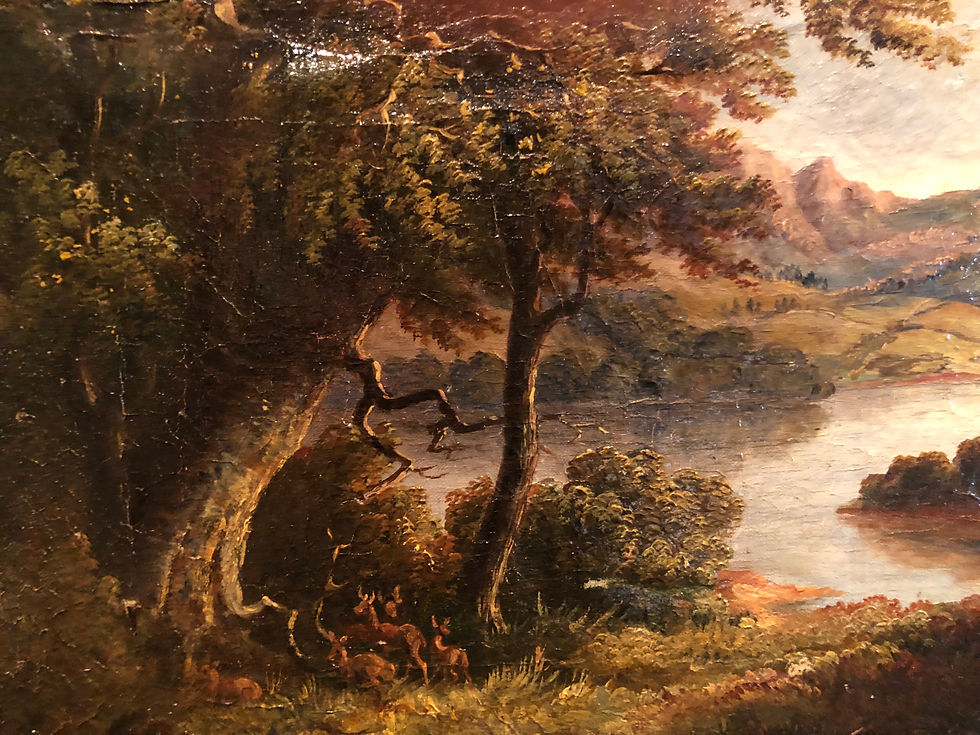 Thumbnail: ORIGINAL ANTIQUE 19th CENTURY BRITISH OLD MASTER OIL PAINTING ROMANTIC SCENE