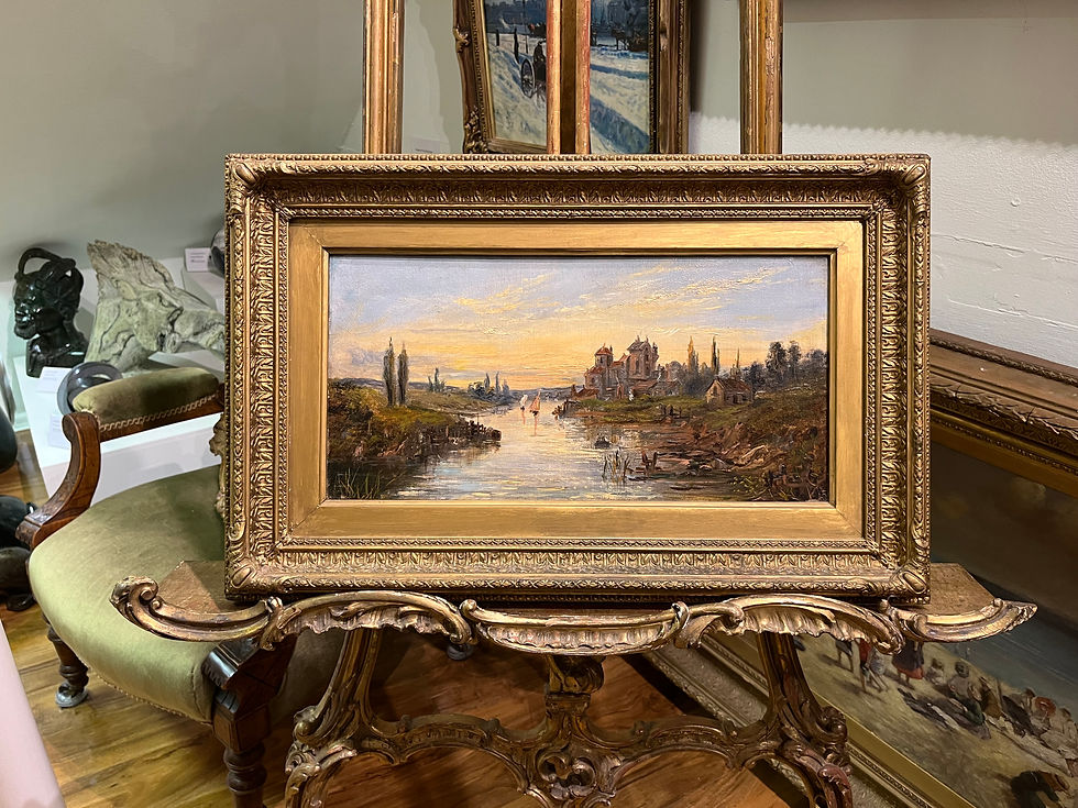 Thumbnail: FINE OIL PAINTING CIRCLE OF EUGENE BOUDIN 1824 -1898 GOLD GILT FRAME