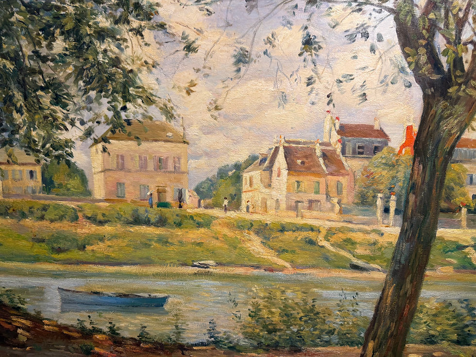 Thumbnail: HUGE FRENCH MASTER Style Oil Painting " FRENCH VILLAGE  " 20th CENTURY
