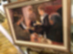 Thumbnail: Oil PAINTING in a Early Van Gogh Style Fine Original Large Family Dinner Scene