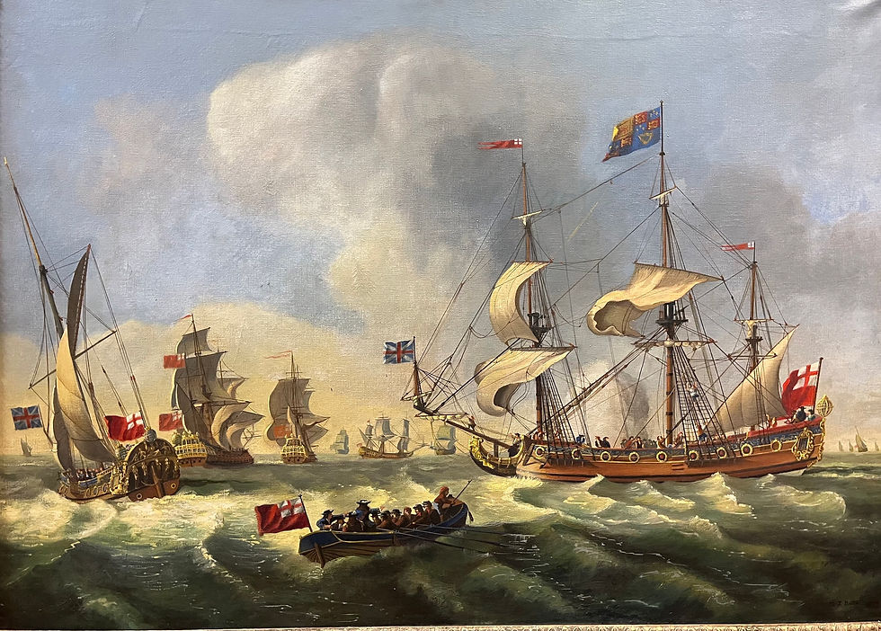 Thumbnail: HUGE OIL PAINTING  (NAVY ADMIRALTY 20th CENTURY PIECE