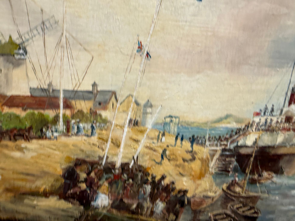 Thumbnail: OLD MASTER Signed  Oil Painting " FRENCH HARBOUR " 20th CENTURY