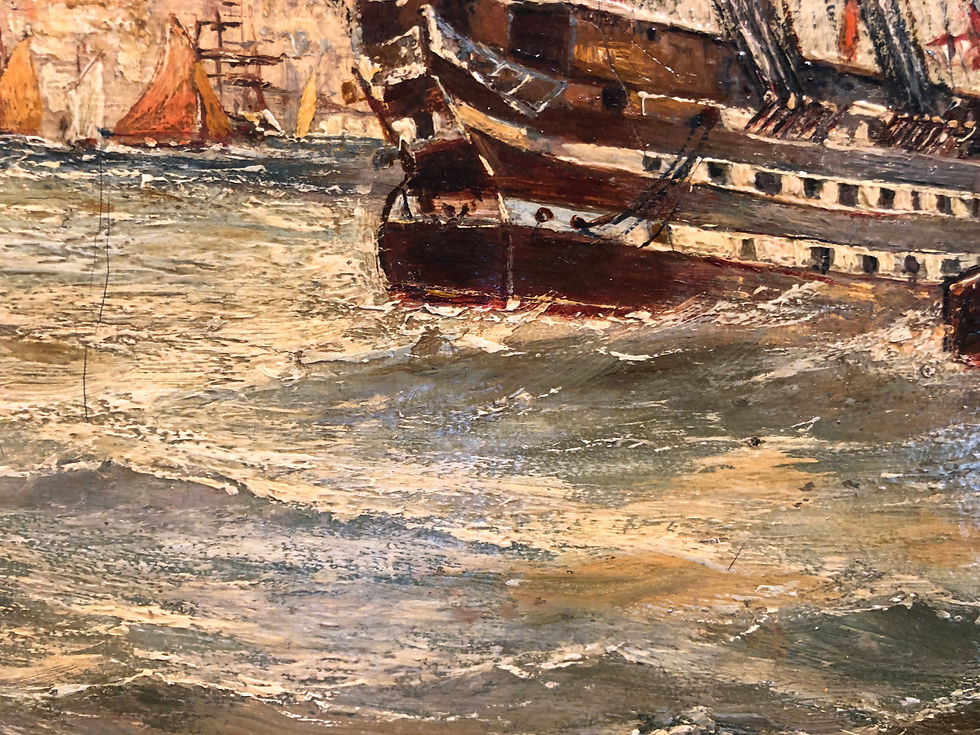 Thumbnail: OLD MASTER Large OIL PAINTING 18th CENTURY NAVEL HARBOUR