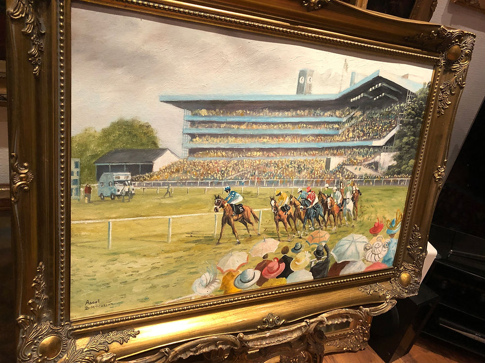 Thumbnail: OIL PAINTING ASCOT RACE COURSE By BERNARD McMULLEN FINE IMPRESSIONISM 20th CENT