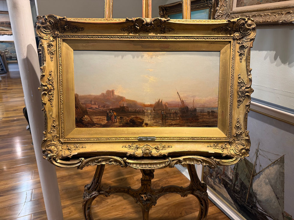 Thumbnail: OLD MASTER OIL PAINTING 19th CENTURY SHORE SCENE GGF
