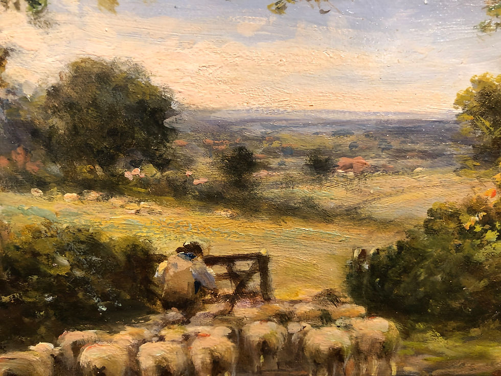 Thumbnail: Fine Original 19th Century Cottage Scene British OLD MASTER OIL PAINTING