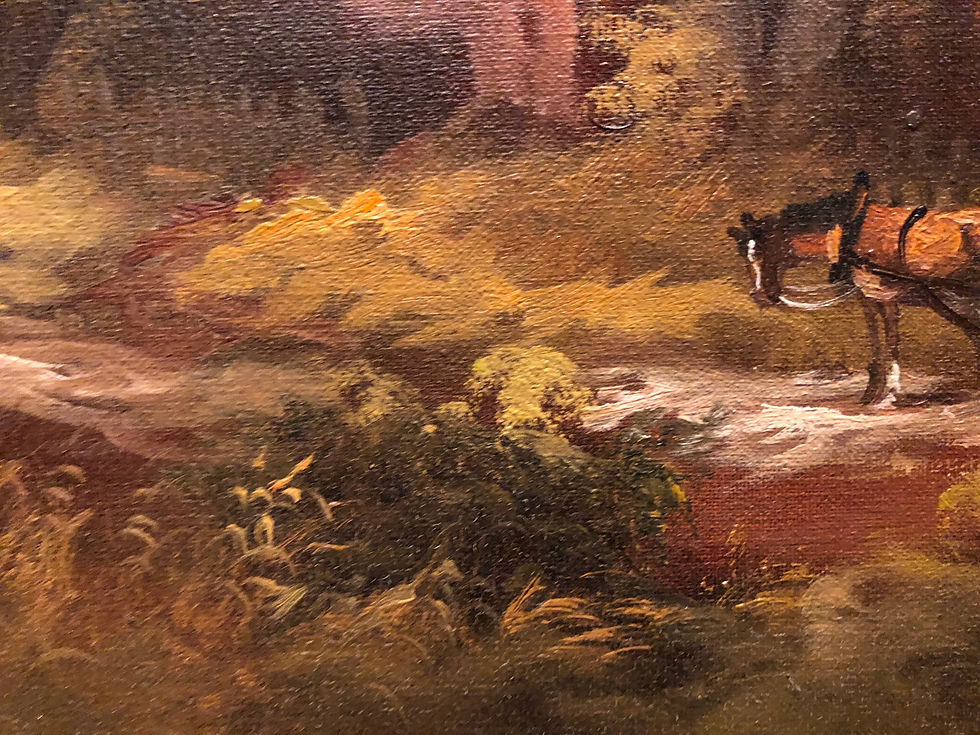 Thumbnail: OIL PAINTING IN FINE GOLD GILT FRAME "Old master style" Beautiful Village Scene