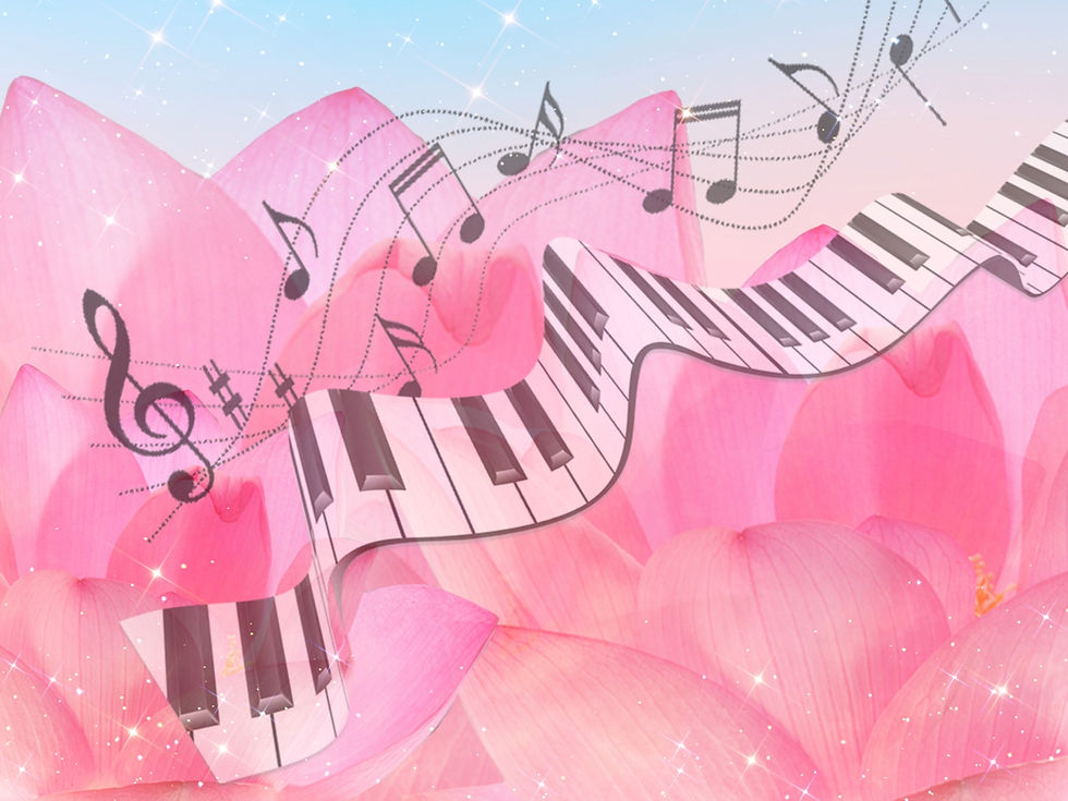 ト音記号とピアノの鍵盤ピンクでキラキラ