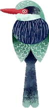 Blue bird for garden-themed self-care goods