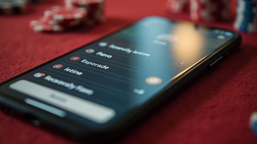Eye-level view of a smartphone displaying responsible gambling settings on a casino app
